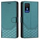 For TCL 501 Honeycomb Embossing RFID Leather Phone Case(Peacock Green) - 2