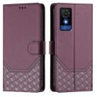 For TCL 501 Honeycomb Embossing RFID Leather Phone Case(Violet) - 2