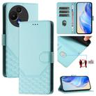 For TCL 605 / 60 SE Honeycomb Embossing RFID Leather Phone Case(Mint Green) - 1