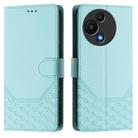 For TCL 605 / 60 SE Honeycomb Embossing RFID Leather Phone Case(Mint Green) - 2
