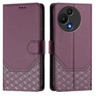 For TCL 605 / 60 SE Honeycomb Embossing RFID Leather Phone Case(Violet) - 2