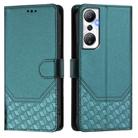 For Infinix Hot 20 4G Honeycomb Embossing RFID Leather Phone Case(Peacock Green) - 2