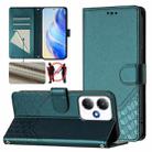 For Infinix Hot 30 Play 4G / NFC Honeycomb Embossing RFID Leather Phone Case(Peacock Green) - 1