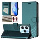 For Infinix Hot 40 4G / Hot 40 Pro 4G Honeycomb Embossing RFID Leather Phone Case(Peacock Green) - 1