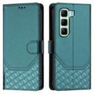 For Infinix Hot 50 5G Honeycomb Embossing RFID Leather Phone Case(Peacock Green) - 2