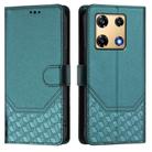 For Infinix Note 30 Pro 4G Honeycomb Embossing RFID Leather Phone Case(Peacock Green) - 2