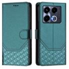 For Infinix Note 40 5G Honeycomb Embossing RFID Leather Phone Case(Peacock Green) - 2