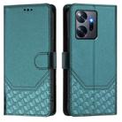 For Infinix Zero 20 Honeycomb Embossing RFID Leather Phone Case(Peacock Green) - 2