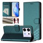 For Infinix Zero 30 5G Honeycomb Embossing RFID Leather Phone Case(Peacock Green) - 1