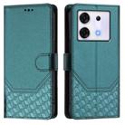 For Infinix Zero 30 5G Honeycomb Embossing RFID Leather Phone Case(Peacock Green) - 2