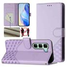 For Infinix Hot 50 4G Honeycomb Embossing RFID Leather Phone Case(Light Purple) - 1