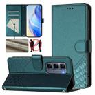 For Infinix Hot 50 Pro+ 4G Honeycomb Embossing RFID Leather Phone Case(Peacock Green) - 1