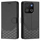 For itel A05s Honeycomb Embossing RFID Leather Phone Case(Black) - 2