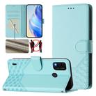 For itel A48 Honeycomb Embossing RFID Leather Phone Case(Mint Green) - 1