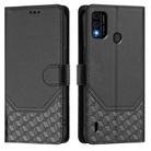 For itel A48 Honeycomb Embossing RFID Leather Phone Case(Black) - 2