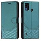 For itel A48 Honeycomb Embossing RFID Leather Phone Case(Peacock Green) - 2