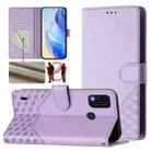 For itel A48 Honeycomb Embossing RFID Leather Phone Case(Light Purple) - 1