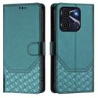 For itel A60 / A60s Honeycomb Embossing RFID Leather Phone Case(Peacock Green) - 2