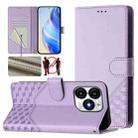 For itel A70 Honeycomb Embossing RFID Leather Phone Case(Light Purple) - 1