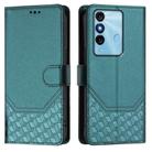 For itel P38 Honeycomb Embossing RFID Leather Phone Case(Peacock Green) - 2