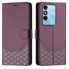 For itel P38 Honeycomb Embossing RFID Leather Phone Case(Violet) - 2