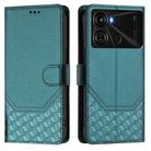 For itel P40 Honeycomb Embossing RFID Leather Phone Case(Peacock Green) - 2