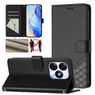 For itel P55 4G / Infinix Smart 8 Honeycomb Embossing RFID Leather Phone Case(Black) - 1