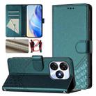 For itel P55 4G / Infinix Smart 8 Honeycomb Embossing RFID Leather Phone Case(Peacock Green) - 1