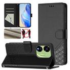 For itel P55 5G Honeycomb Embossing RFID Leather Phone Case(Black) - 1