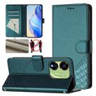 For itel P55 5G Honeycomb Embossing RFID Leather Phone Case(Peacock Green) - 1