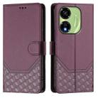 For itel P55 5G Honeycomb Embossing RFID Leather Phone Case(Violet) - 2