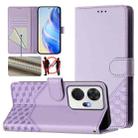 For itel P55+ Honeycomb Embossing RFID Leather Phone Case(Light Purple) - 1