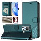 For itel S18 Honeycomb Embossing RFID Leather Phone Case(Peacock Green) - 1