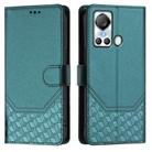 For itel S18 Honeycomb Embossing RFID Leather Phone Case(Peacock Green) - 2