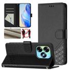 For itel S23+ Honeycomb Embossing RFID Leather Phone Case(Black) - 1