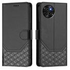 For itel S23 S665L Honeycomb Embossing RFID Leather Phone Case(Black) - 2