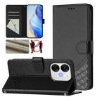 For itel A80 4G Honeycomb Embossing RFID Leather Phone Case(Black) - 1