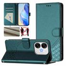 For itel A80 4G Honeycomb Embossing RFID Leather Phone Case(Peacock Green) - 1