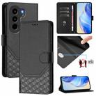 For itel Power 70 Honeycomb Embossing RFID Leather Phone Case(Black) - 1