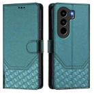 For itel Power 70 Honeycomb Embossing RFID Leather Phone Case(Peacock Green) - 2