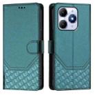 For itel A90 4G Honeycomb Embossing RFID Leather Phone Case(Peacock Green) - 2