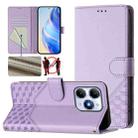 For itel A90 4G Honeycomb Embossing RFID Leather Phone Case(Light Purple) - 1
