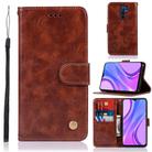 For Xiaomi Redmi 9 Copper Buckle Retro Crazy Horse Texture Horizontal Flip Leather Case with Holder & Card Slots & Wallet(Brown) - 1