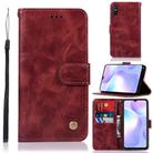 For Xiaomi Redmi 9A Copper Buckle Retro Crazy Horse Texture Horizontal Flip Leather Case with Holder & Card Slots & Wallet(Wine Red) - 1
