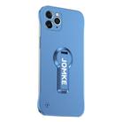 For iPhone 11 Pro Max Baking Varnish 360 Rotate Holder No Frame PC Phone Case(Blue) - 1