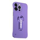 For iPhone 15 Pro Max Baking Varnish 360 Rotate Holder No Frame PC Phone Case(Purple) - 1