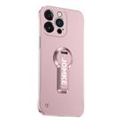 For iPhone 15 Pro Max Baking Varnish 360 Rotate Holder No Frame PC Phone Case(Pink) - 1