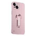 For iPhone 15 Baking Varnish 360 Rotate Holder No Frame PC Phone Case(Pink) - 1