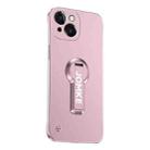 For iPhone 14 Baking Varnish 360 Rotate Holder No Frame PC Phone Case(Pink) - 1