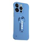 For iPhone 14 Pro Baking Varnish 360 Rotate Holder No Frame PC Phone Case(Blue) - 1